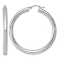 Sterling Silver Rhodium-plated 4mm Round Hoop Earrings