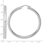Sterling Silver Rhodium-plated 4mm Round Hoop Earrings
