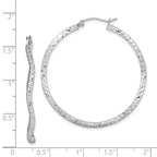 Sterling Silver Rhodium-plated Wavy D/C 1.75mm Round Hoop Earrings