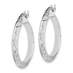 Sterling Silver RH-plated D/C Knife Edge 3mm Round Hoop Earrings