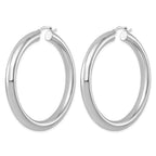 Sterling Silver Rhodium-plated 5mm Round Hoop Earrings