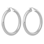 Sterling Silver Rhodium-plated 5mm Round Hoop Earrings