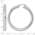 Sterling Silver Rhodium-plated 5mm Round Hoop Earrings