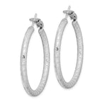 Sterling Silver Rhod-plated 3.25x40mm Omega Back Hoop Earrings