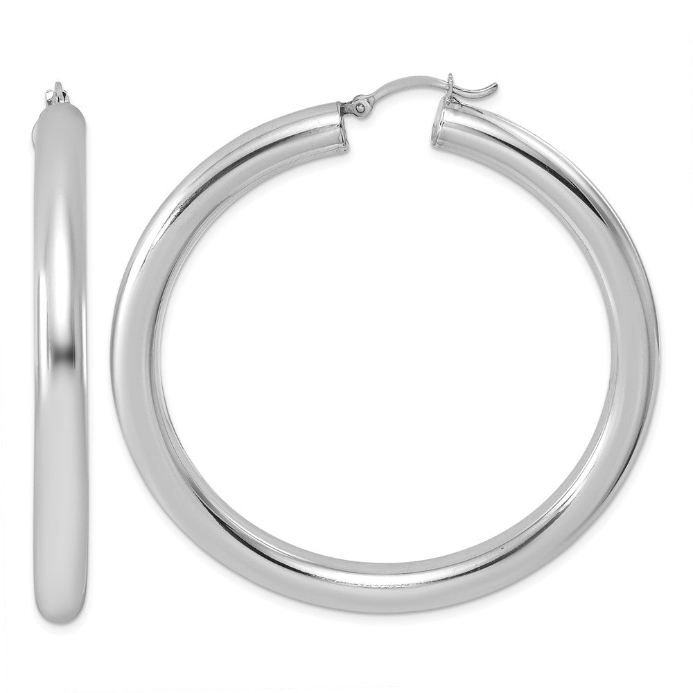 Sterling Silver Rhodium-plated 5mm Round Hoop Earrings