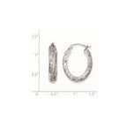 Sterling Silver Rhodium-plated Diamond-cut 5mm Oval Hoop Earrings