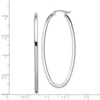 Sterling Silver Rhodium-plated 2mm Square Tube Oval Hoop Earrings