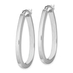 Sterling Silver Rhod-plated Square Tube 4mm Teardrop Hoop Earrings