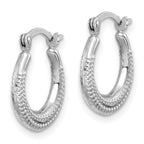Sterling Silver Rhodium-plated Textured Hollow Hoop Earrings