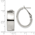 Sterling Silver Rhod-pltd Polish 10mm Omega Back Oval Hoop Earrings