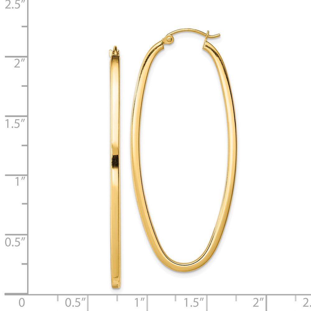 Sterling Silver Gold-plated Square Tube 2.5mm Oval Hoop Earrings
