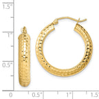 Sterling Silver Gold-plated Diamond-cut 5x25mm Hoop Earrings