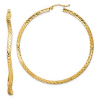 Sterling Silver Gold-plated Diamond Cut 2mm Wavy Hoop Earrings