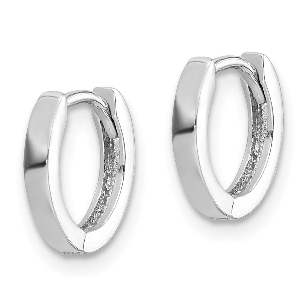 Sterling Silver Rhodium Polished Hinged Hoop Earrings