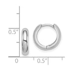 Sterling Silver Rhodium Polished Hinged Hoop Earrings