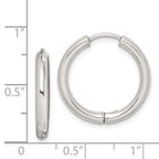 Sterling Silver Rhodium-plated Polished Hollow Hinged Hoop Earrings