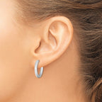 Sterling Silver Rhodium Polished Diamond Cut Hinged Hoop Earrings