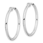 Sterling Silver RH-plated 2x28mm Non-Pierced Round Hoop Earrings