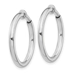 Sterling Silver RH-plated 2.5x25mm Non-Pierced Round Hoop Earrings