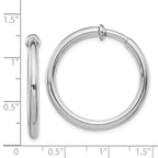Sterling Silver RH-plated 3x31mm Non-Pierced Round Hoop Earrings