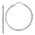 Sterling Silver Rhodium-plated Laser Cut 2mm Endless Hoop Earrings