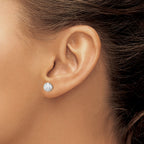 Sterling Silver Rhodium Plated 7mm Diamond Cut Post Earrings