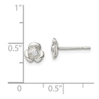 Sterling Silver Polished Flower with CZ Children's Post Earrings