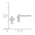 Sterling Silver Polished Cross with CZ Post Earrings