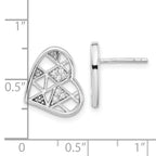 Sterling Silver Rhodium Plated CZ Heart Post Earrings