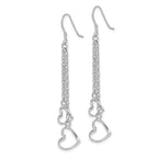 Sterling Silver Rhodium-plated Heart Dangle Shepherd Hook Earrings