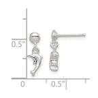 Sterling Silver Polished Dolphin Post Dangle Earrings