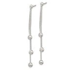 Sterling Silver Polished 3-Strand Beaded Post Dangle Earrings