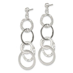 Sterling Silver Polished and Hammered Circles Post Dangle Earrings