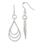 Sterling Silver Textured Teardrops Dangle Earrings