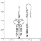 Sterling Silver Rhodium-plated Beaded Butterfly Dangle Earrings