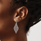 Sterling Silver Rhodium-plated Polished Chain Link Dangle Earrings