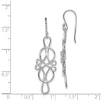 Sterling Silver Rhodium-plated Fancy Knot Design Dangle Earrings