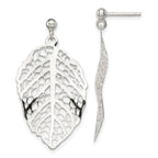Sterling Silver Polished Leaf Post Dangle Earrings