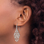 Sterling Silver Polished & Diamond-cut Fancy Filigree Dangle Earrings