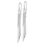 Sterling Silver Rhodium-plated Polished Five Chains & Bars Dangle Earrings