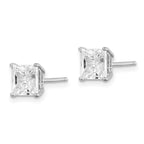 Sterling Silver Rhodium-plated Polished Square 6mm CZ Stud Earrings