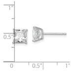 Sterling Silver Rhodium-plated Polished Square 6mm CZ Stud Earrings