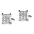 Sterling Silver Rhodium-plated Polished Pav‚ CZ Square Post Earrings