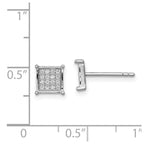 Sterling Silver Rhodium-plated Polished Pav‚ CZ Square Post Earrings