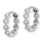 Sterling Silver Rhodium-plated CZ Hinged Hoop Earrings