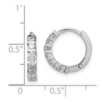 Sterling Silver Rhodium-plated CZ Hinged Earrings
