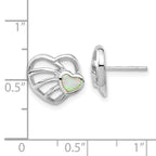 Sterling Silver Synthetic Opal Heart Post Earrings