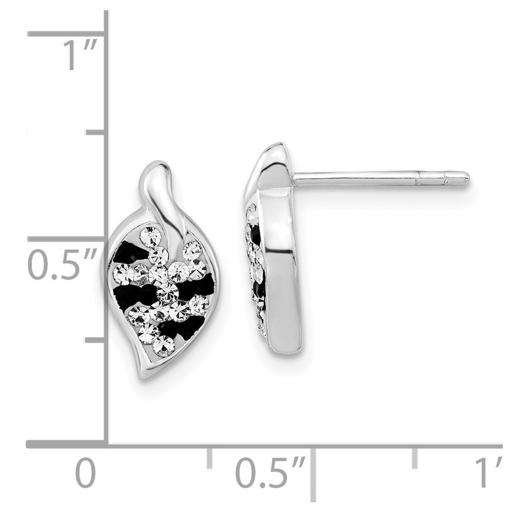 Sterling Silver Stellux Crystal Animal Print Leaf Shaped Post Earrings