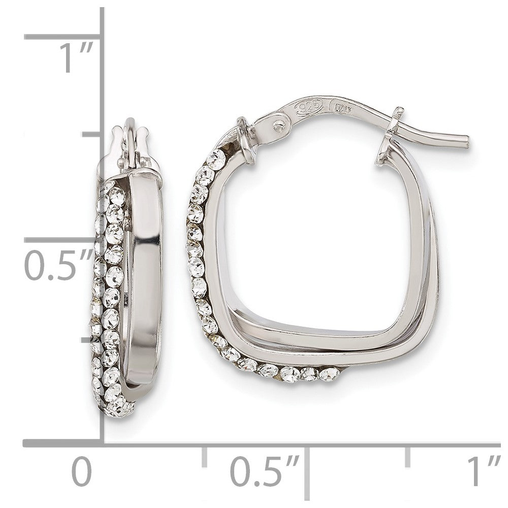 Sterling Silver Stellux Crystal Square Hoop Earrings