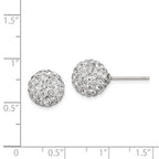 Sterling Silver Rhodium-plated 10mm White Czech Crystal Post Earrings
